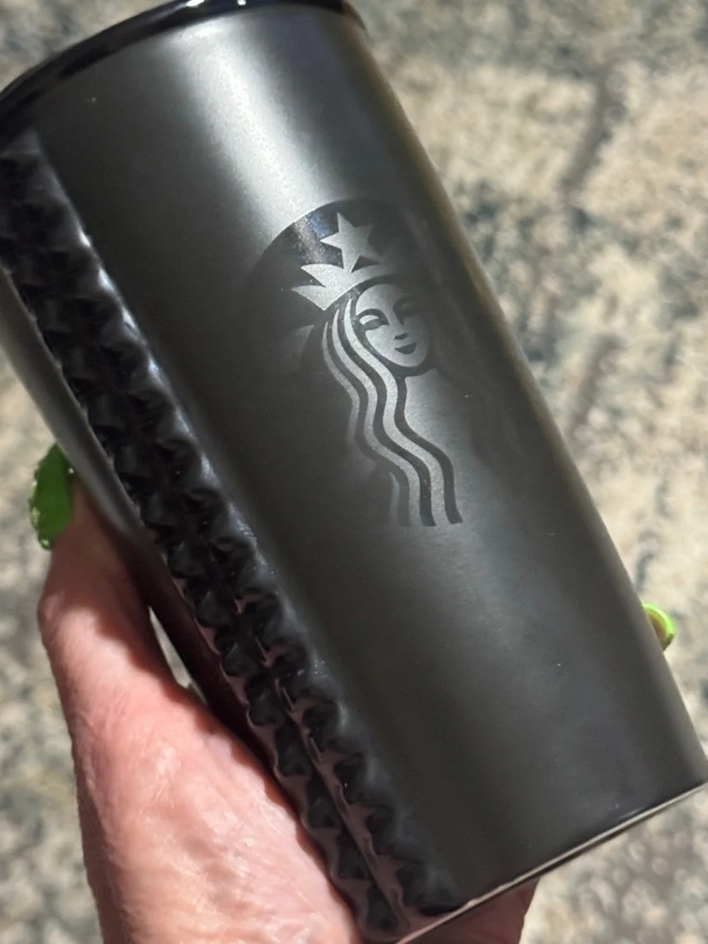 Starbucks rare  2015 matte black  Studded 10 oz covered ceramic mug  *